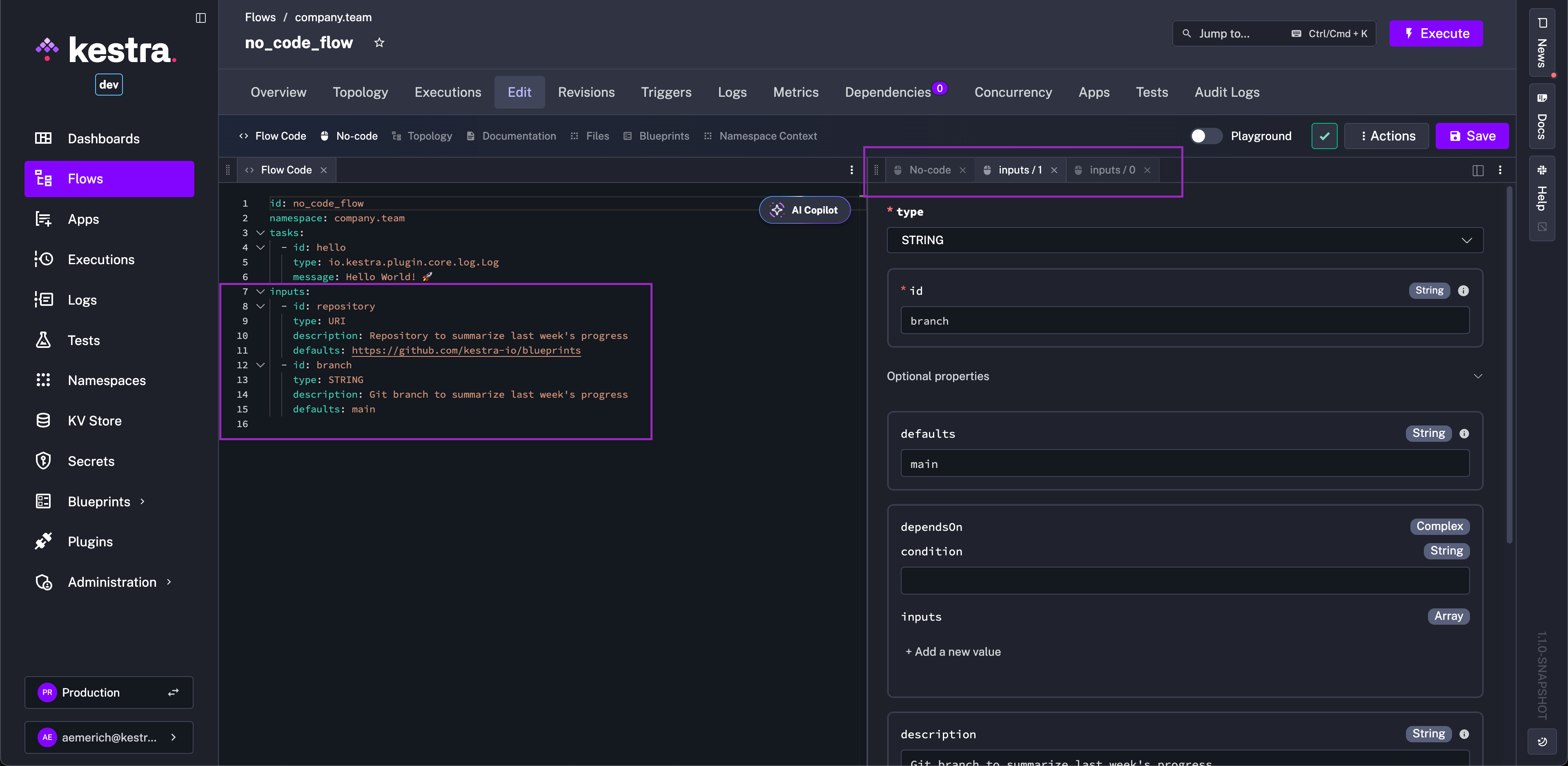 No-Code Input Configuration